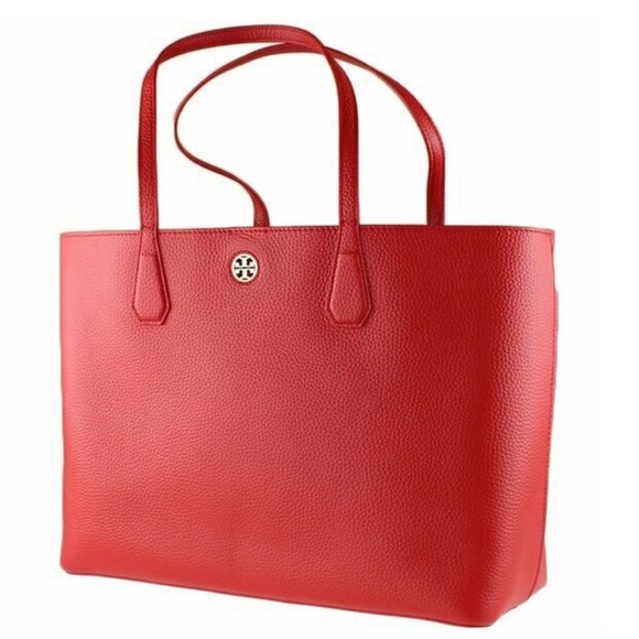 Tory Burch BRODY Liberty red/orange leather shoulder tote bag - Picture 2 of 8